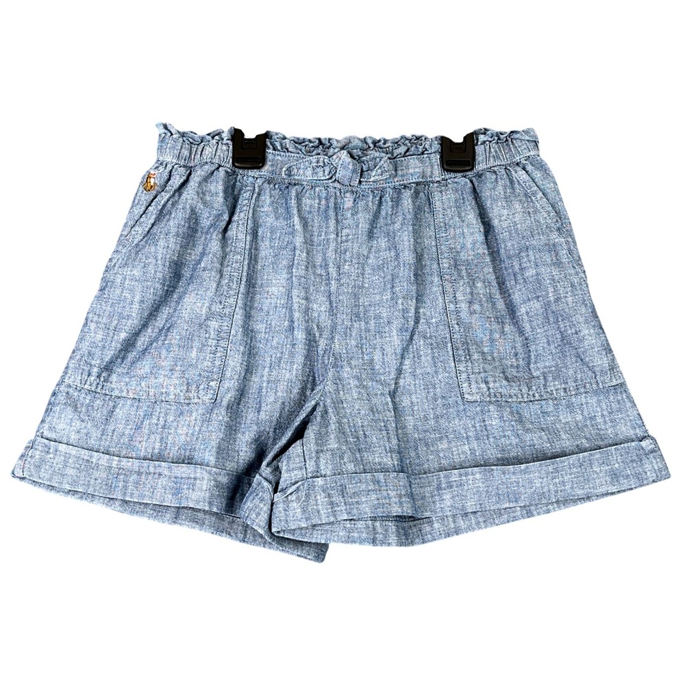 Polo Ralph Lauren Chambray Shorts Girls 14 Paperbag Waist Cuffed Hem Summer Wear